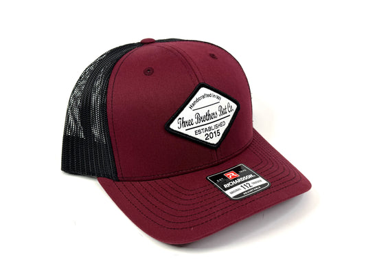 Burgandy/Black Diamond Patch Trucker Snapback Cap